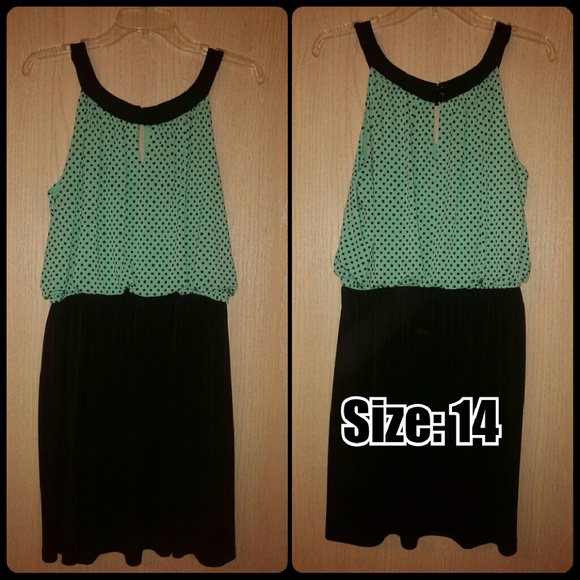 Turquoise and Black Classy Dress