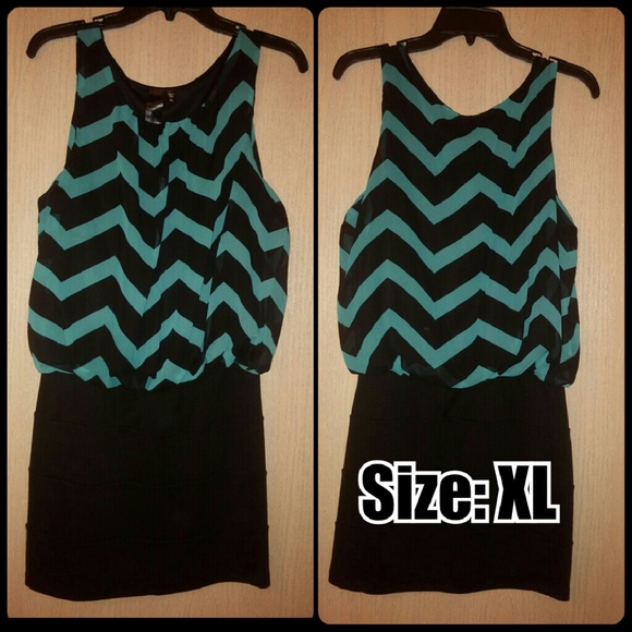 Teal and Black Chevron Dress
