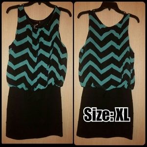 Teal and Black Chevron Dress