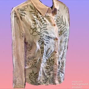 Pink with sheer button-down