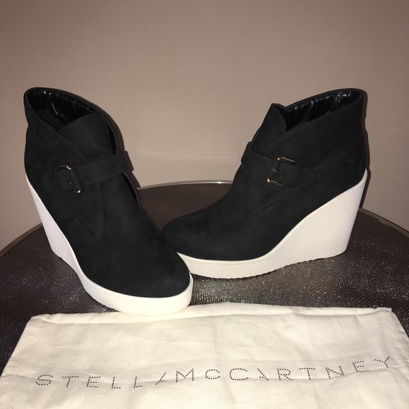 Stella McCartney Blk Suede Wedge Booties sz38 EUC