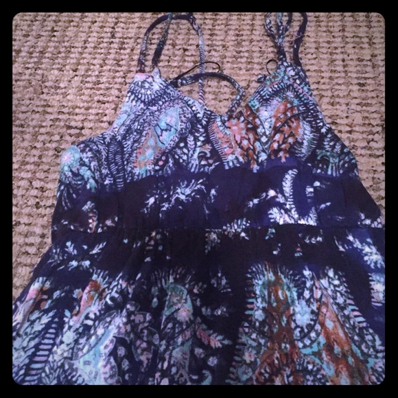 Blue bohemian maxi dress