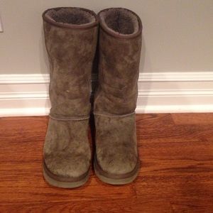 Grey Ugg-like boots