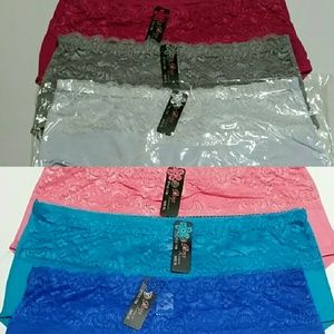 6 High Waist Lace Trim Panties