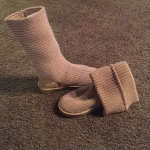 Ugg tan sweater knit boots