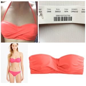J crew Neon twist bandeau underwire bikini 32d