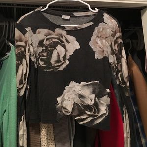 Gray floral cropped long sleeve.