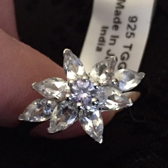 Tanzanite and white topaz sterling silver ring