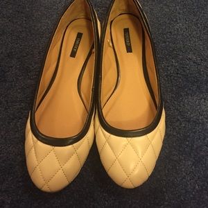 White and Black Quilted Flats