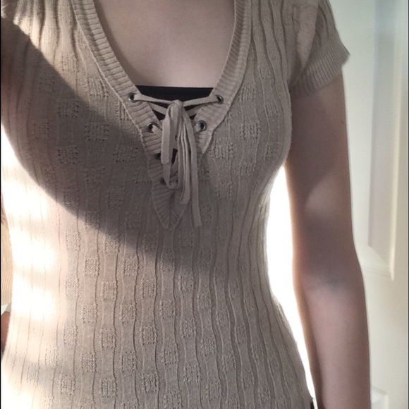 Brown tie-up top