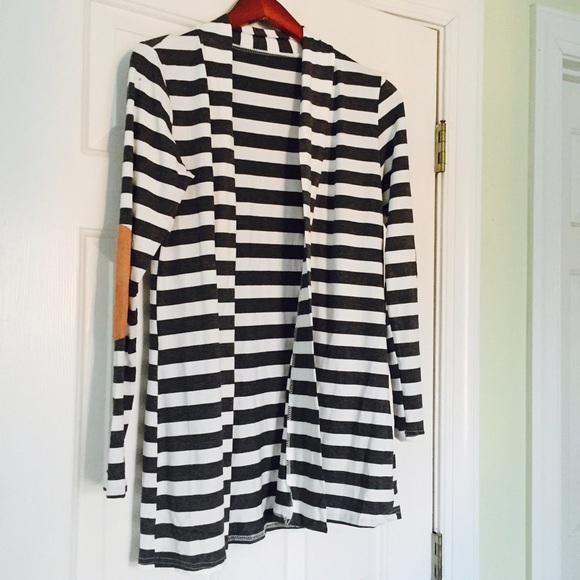 Grey and white striped cardigan