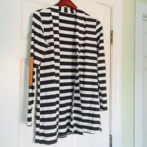 Grey and white striped cardigan