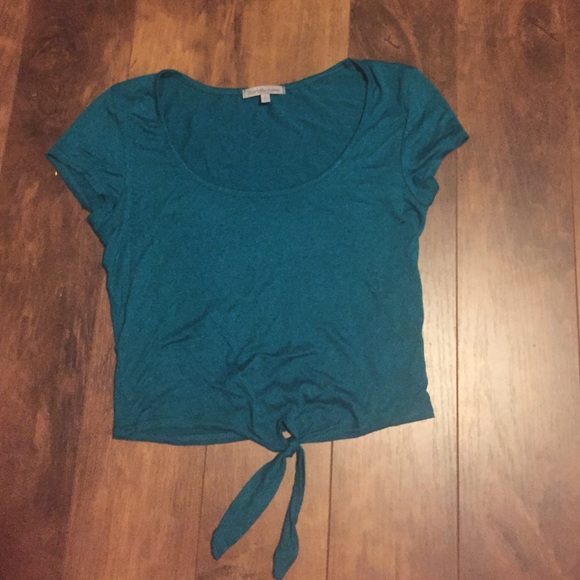Turquoise tie crop top