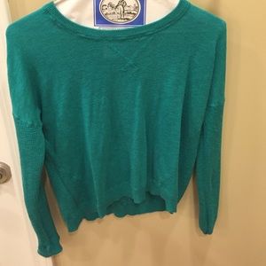 blue knit in the back sweater