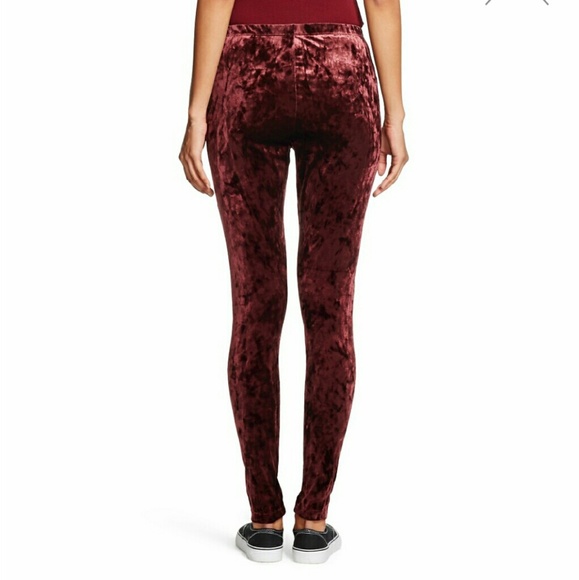 Wine colored velvet/velveteen/velour leggings