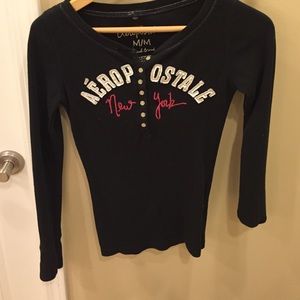 black Aeropostale waffle shirt