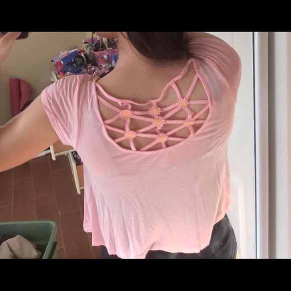 Pink floral crop top