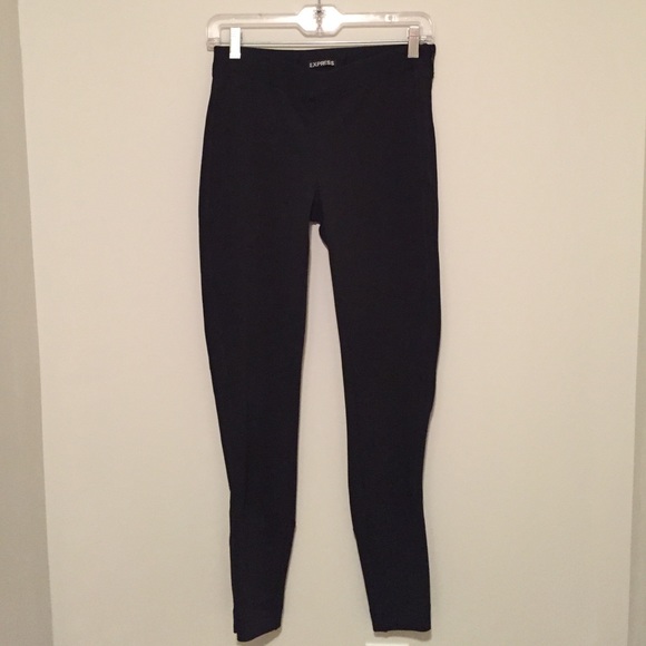 Black polyester and spandex pants with zipper