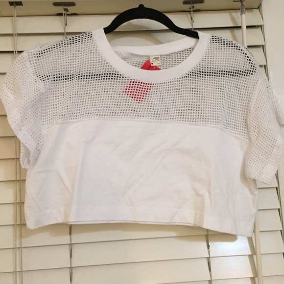 American apparel white crop shirt
