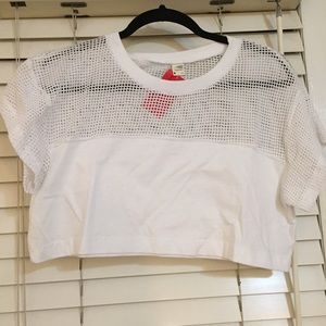 American apparel white crop shirt