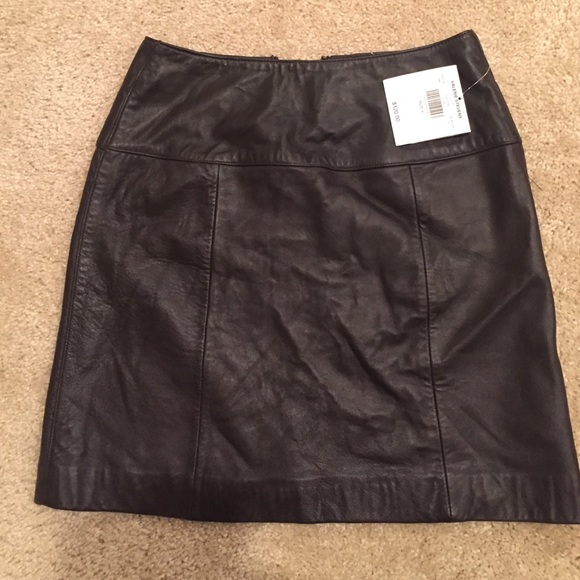 Chocolate brown leather mini skirt