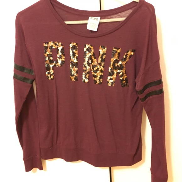 very cute VS sequined maroon long sleeve tee!