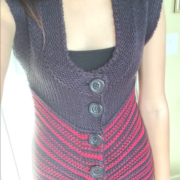 Long blue sweater vest
