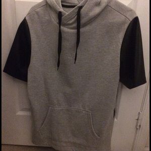 short sleeve black & grey hoodie