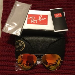AUTHENTIC Ray Ban Aviator Gold Orange Sunglasses
