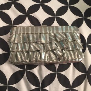 Grey and Zebra print ruffled wallet