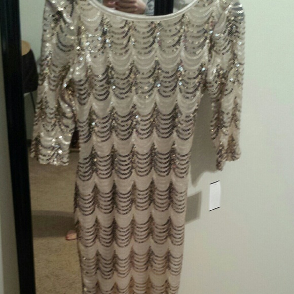 Gorgeous gold and nude homecoming prom dress