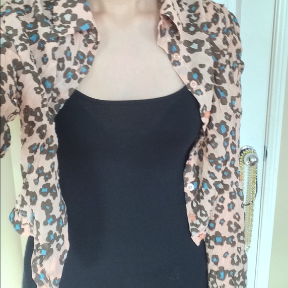 Pink and blue cheetah print top