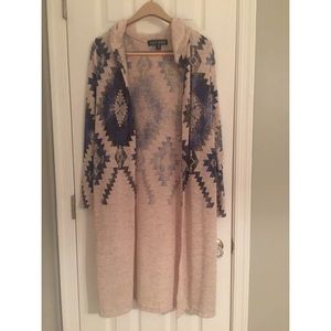 Taupe + Neon Aztec Open Weave Aztec Cardigan