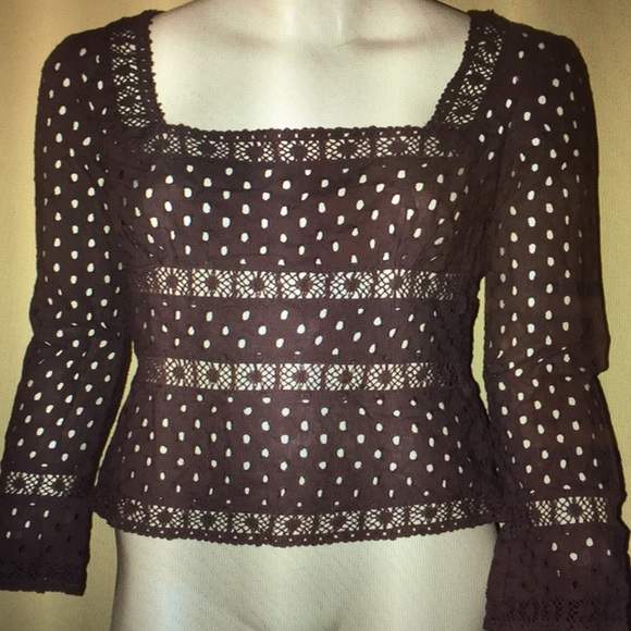 To The Max Cocoa Brown Eyelet Bell Sleeve Top 4