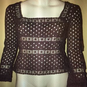 To The Max Cocoa Brown Eyelet Bell Sleeve Top 4