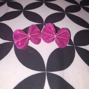 Pink bow tie earrings