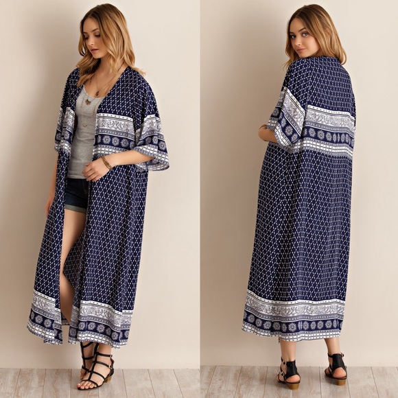 FLASH SALE Enchant Printed Kimono Duster Cardigan - Picture 2 of 4
