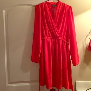Forever 21 Long Sleeve Tomato Wrap Dress