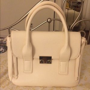 Faux Leather White Handbag