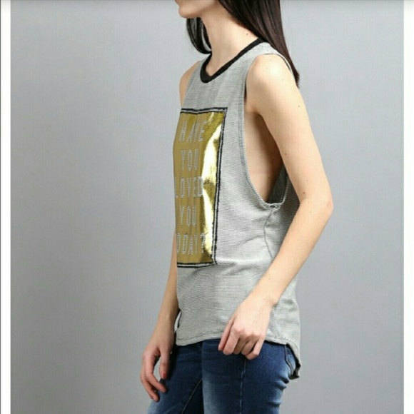Have U Loved U Today Gold Foil Graphic Muscle Tee - Picture 2 of 4