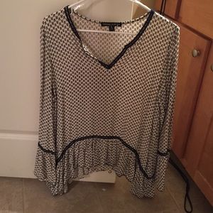 Boho Bell Sleeve Cream & Black Top