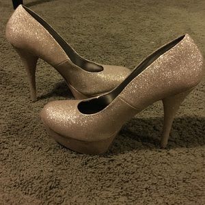 Gold sparkly heels