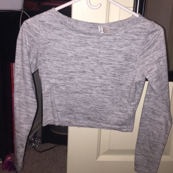 Gray crop top long sleeve