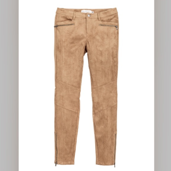Imitation suede skinny beige pants