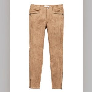 Imitation suede skinny beige pants