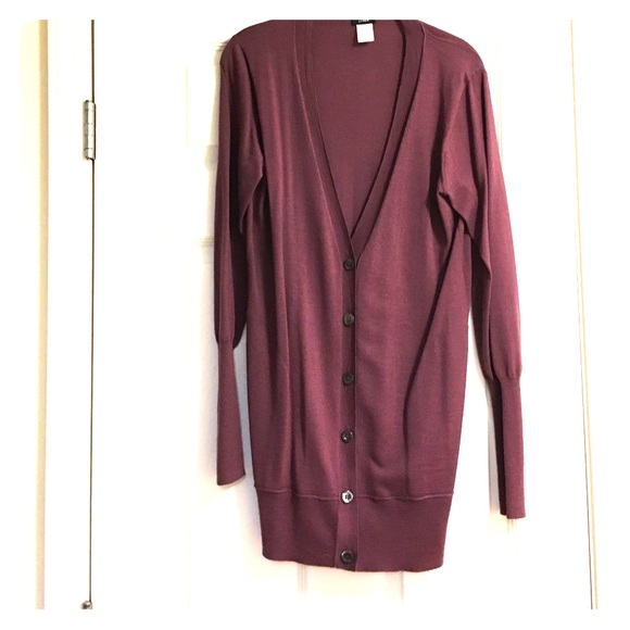 J Crew Merino Wool plum cardigan