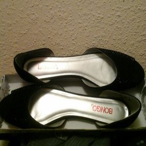 Black flats/sandals with rhinestones