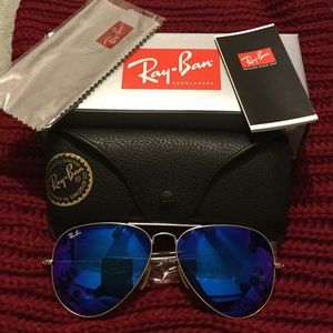 AUTHENTIC Ray Ban Aviator Blue&Gold Mirrored