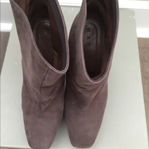 Marni Grey Suede Platform Booties