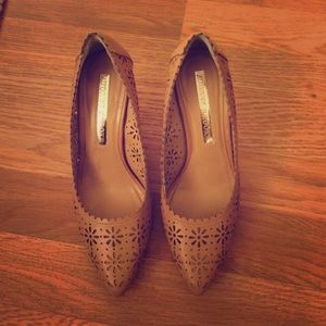 Audrey Brooke Nude Eyelet Heels